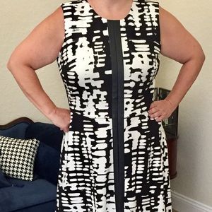 Calvin Klein Sleeveless Dress Faux Leather Accent